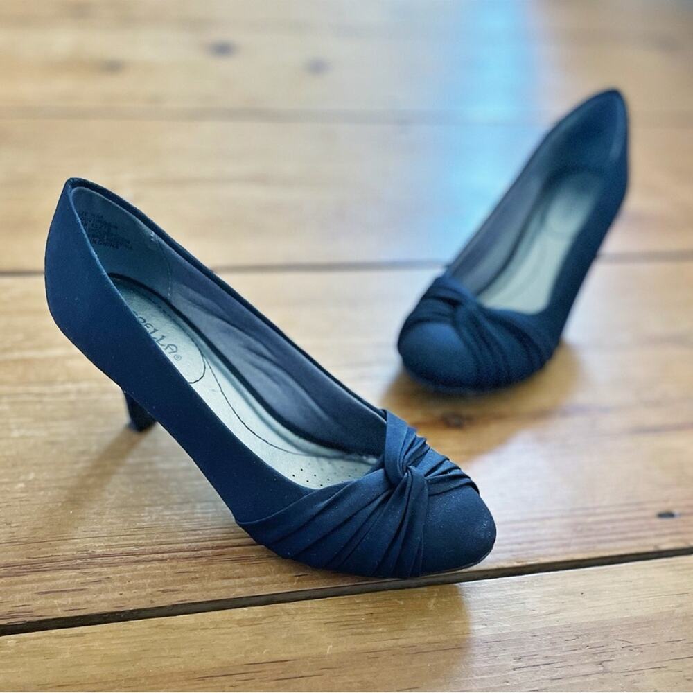 Marbella Faux Silk 3” Heels Black Size 8